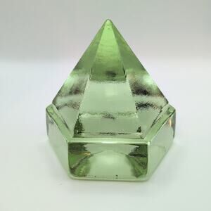 Retro Nautical Ship Deck Prism Green Pyramid Heavy Art Glass Paperweight 4.5in
